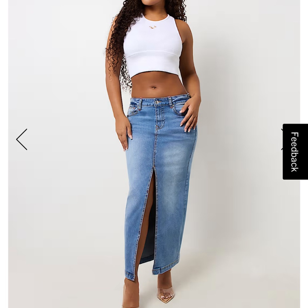True Religion Denim Maxi Skirt w Slit NWT